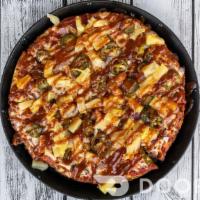 BBQ Chicken  · Seasoned Chicken, Red Onions, Bacon with Mozzarella Cheese and Pizza Sauce. Topped with a BB...