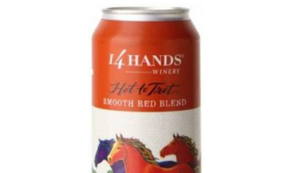 14 Hands Red Hot to Trot Can · A zesty red, with violet and red currant aromas and lively blackberry and smoky spice flavors. Merlot, Syrah, Petit Verdot and Petite Sirah