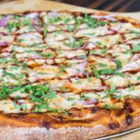 BBQ Chicken · Our classic house made beer crust on BBQ Sauce with grilled chicken breast, grilled onions, ...