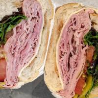 The Siciliano Sandwich · A Classic Italian Combination of Ham, Salami, Mortadella (Italian Boloney with pistachio) Wi...