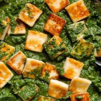 Palak Paneer · Creamed spinach, cottage cheese cooked Indian spices.