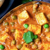 Mattar Paneer · Cottage cheese, fresh peas, Indian Spices cooked with homemade tomato sauce.
