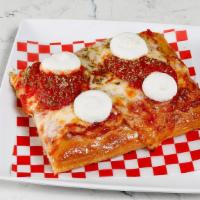 Cheese Slice · Mozzarella, tomato sauce, oregano, ricotta dollops