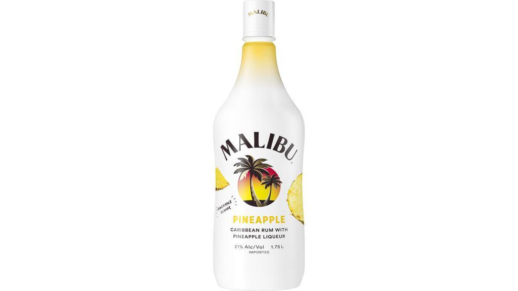 Malibu Pineapple Coconut Rum (1.75 L) · If your drink of choice is a pina colada, you will love the taste of Malibu Pineapple, a delicious Caribbean rum in the Malibu lineup. This spirit combines sweet pineapple flavor with classic tangy coconut for a rum that goes down smoothly.