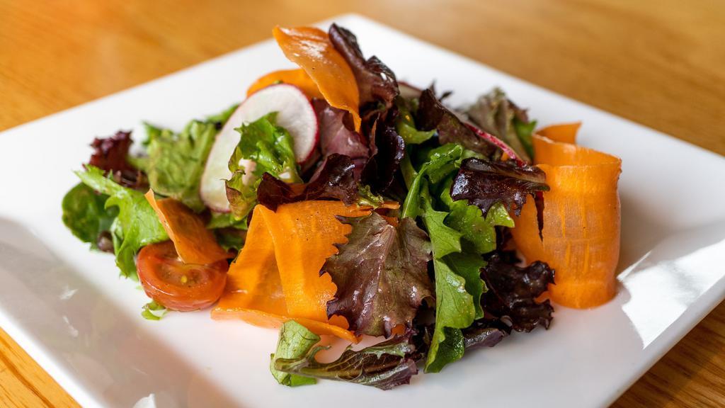 Nice Little House Salad · Romaine, organic mixed greens radish, carrot, balsamic vinaigrette.