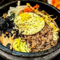 1. Bibimbap · Rice, topped with vegetables and choice of beef, chicken, pork or vegetarian.