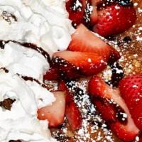 Strawberry · Short stack, fresh fruit, topped with powdered sugar.