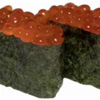 Ikura Nigiri · Two pieces, salmon roe.