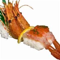 Amaebi Nigiri · Two pieces, sweet shrimp.