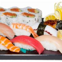 Deluxe Sushi Special · Six pieces of spicy tuna roll, seven pieces  of nigiri (tuna, salmon, hamachi, ebi, unagi, w...
