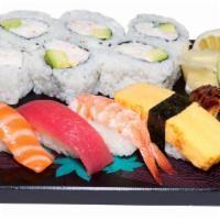 Sushi Special · Six pieces of california roll with five pieces of nigiri (tuna, salmon, tamagotchi's, ebi, a...