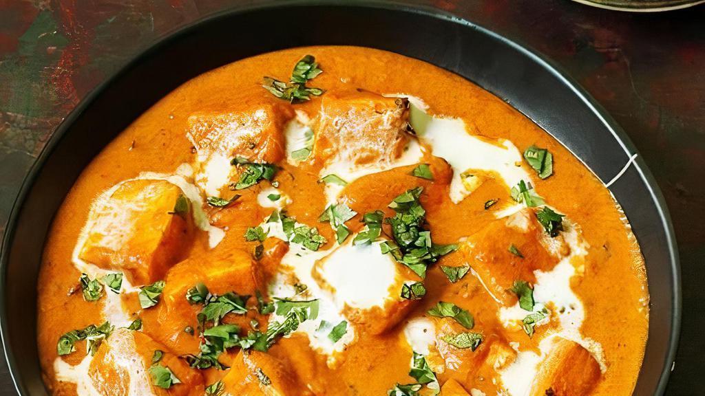 Paneer Butter Masala · Paneer cubes cooked rich tomato and butter based gravy.
