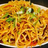 Egg Noodles · Wok Fried with Chopped vegetables With Scrambled Eggs, Soy and Chili sauce.