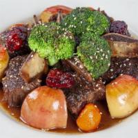 H1. Gal Bi Jim · Steamed beef short rib chunks with sweet house sauce. 2-person serving size.