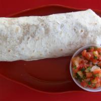 Super Vegetarian Burrito · Cheese, rice, beans, salsa, sour cream, guacamole, lettuce and tomatoes.