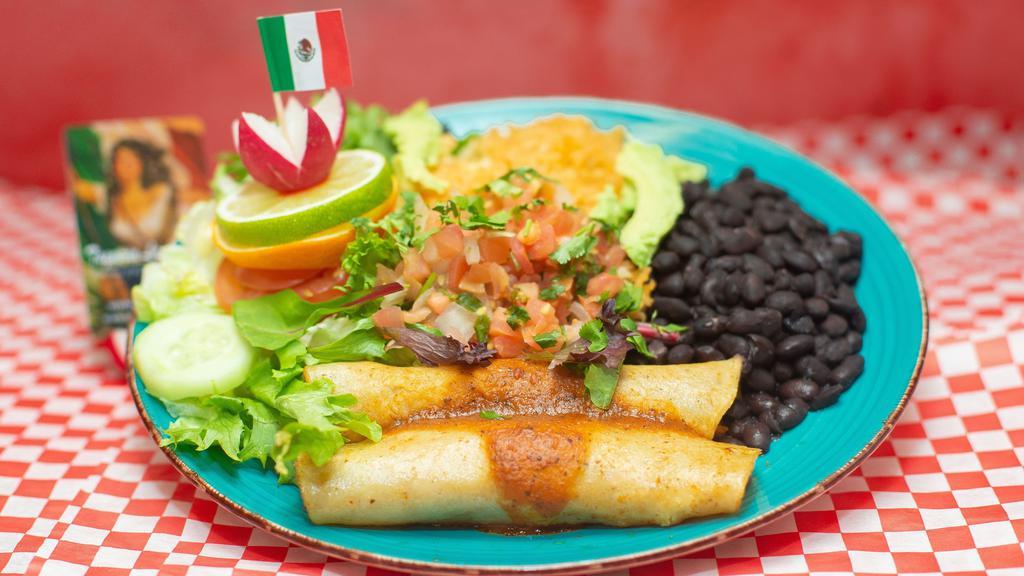 Vegan Enchilada Dinner Plate · The freshest tastiest Enchiladas anywhere! We make them fresh for every order. These will be the enchiladas by which all other enchiladas will be judged.