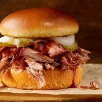 Pulled Pork On King'S Hawaiian Bread · Delicious smoked pulled pork on a King's Hawaiian bun, topped with Dr Pepper-infused Barbecu...