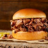 Brisket Classic Sandwich · Includes a choice of chopped or sliced delicious slow-smoked brisket on a Brioche bun.
