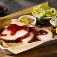 Turkey Breast Plate · Slow-smoked sliced turkey breast, served with 2 sides and a roll.