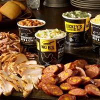 XL Pack  · Includes a choice of 3 meats ( 1lb, each) with 4 home- style medium sides, 8 rolls and barbe...