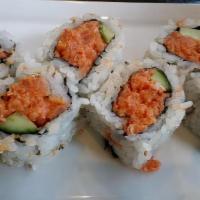 Spicy Tuna Roll · Tuna,green onion,spicy sauce. Served with raw fish products.