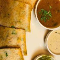 Cheese Chili Dosa · Mixed cheese, chop green chilly, cilantro,  chilliy flakei.