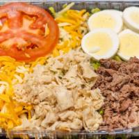 Chef Salad · Lettuce, tomato, onions, peppers, olives. eggs, roast beef turkey. cheese