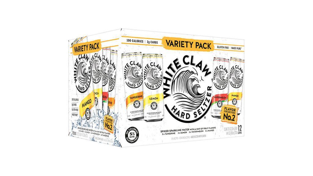 White Claw Hard Seltzer Variety #2 Can (12 Oz X 12 Ct) · Discover Variety Pack Flavor Collection No.2 with three new flavors. Whether it’s classic Lemon, refreshing Watermelon, zesty Tangerine or fan favorite Mango, this pack has you and your friends covered.