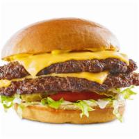 All-American Cheeseburger · DOUBLE PATTY / HAND-SMASHED / SEA SALT / COARSE BLACK PEPPER / AMERICAN CHEESE / SHREDDED IC...