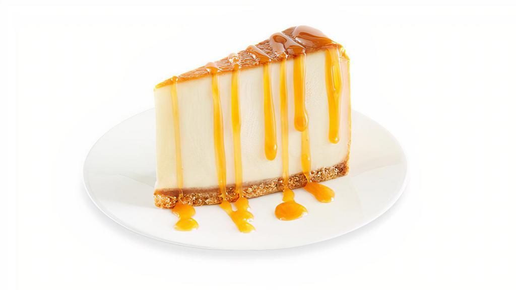 Cheesecake Slice · NEW YORK STYLE CHEESECAKE WITH CARAMEL SAUCE