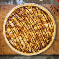 Strippin Supreme Cluck Pizza · Signature garlic white sauce on our original crust, topped with mozzarella and cheddar chees...