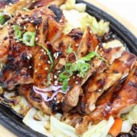 Grilled Chicken Teriyaki · Char-broiled chicken served with sautéed vegetables and onion teriyaki sauce.