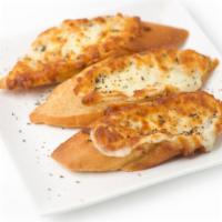 Garlic Bread With Cheese · Freshly baked garlic bread topped with warm mozzarella cheese.