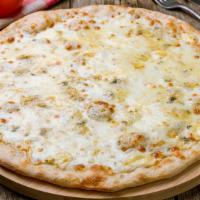 Four Cheese Pizza · Feta cheese, ricotta pizza, parmesan cheese, and mozzarella cheese.