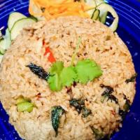 Spicy Basil Fried Rice · Fried rice with basil, bell pepper in chili garlic sauce
