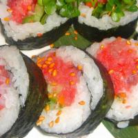 Maki & Nigiri Set · 4 pc nigiri omakase spicy tuna scorpion roll (tempura shrimp, snow crab & cucumber, topped w...