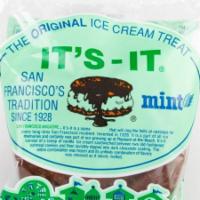 Mint It's It · A large scoop of mint ice cream, sandwiched between two old-fashioned oatmeal cookies, and d...