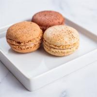 French Macaroons · Classic French macaroons in a variety of surprise flavors. Two pieces.