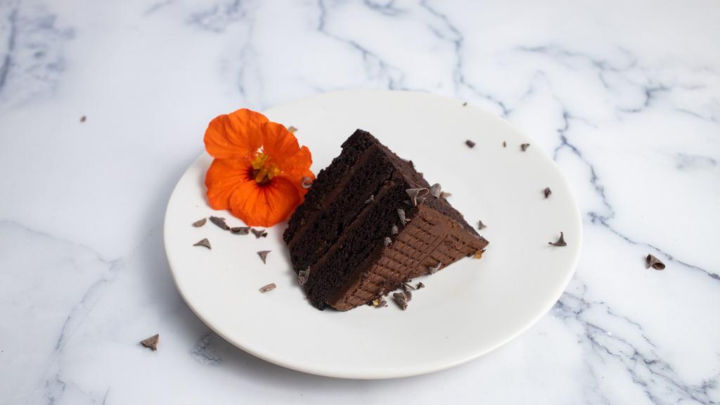 The Chocolate Yard · Three layers of chocolate cake with chocolate icing.