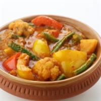 (V) Veg. Masala · Mixed vegetable cooked with different indian spices and herbs. Vegan.