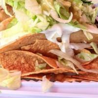 Crispy Taco · Crispy taco shell filled with your choice of meat, lettuce, sour cream, and cheese.