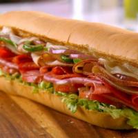 The Turkey Italian Sub · Sliced turkey, roasted red peppers, and mozzarella on a hoagie roll.