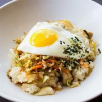 Jhap Chae Fried Rice · With jahp chae, scallions, and a fried egg.