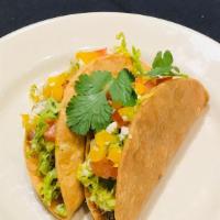 Cilantro Lime Tacos · 310 cal. lettuce, yellow pepper, tomato, cilantro lime vinaigrette, queso fresco