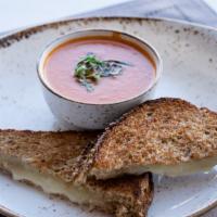 Grilled Cheese · Organic whole wheat bread, white cheddar cheese, signature housemade soup. (580 - 850 Cal.)