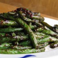 Sichuan Green Beans · garlic, gingers, sichuan sauce