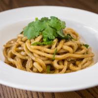 Chubby Noodle Garlic Noodles · wonton egg noodles, garlic, oyster sauce, scallions