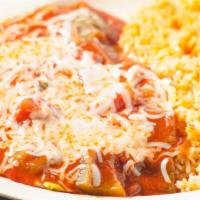 Huevos Rancheros Plate · 3 eggs over-easy topped with ranchero sauce and jack cheese.