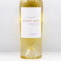 Pinot Grigio Mont Mes  · Straw yellow color with green apple and white flower, soft and round.