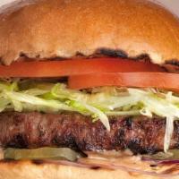 Buckhorn Burger · Classic burger with sweet sauce.. Made with lettuce, tomato, onion, & pickles.